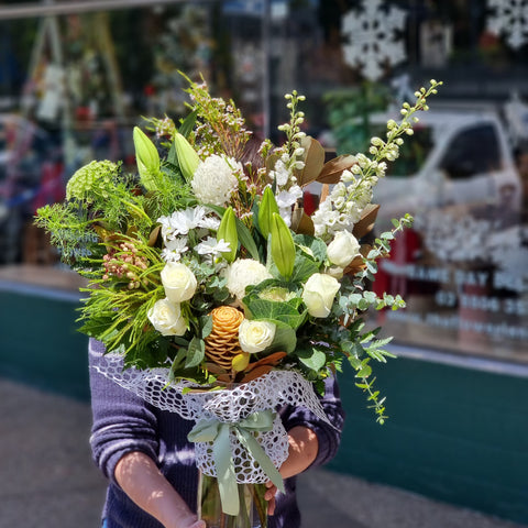 White vase arrangement